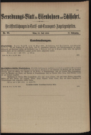 Verordnungs-Blatt für Eisenbahnen und Schiffahrt: Veröffentlichungen in Tarif- und Transport-Angelegenheiten 19190715 Seite: 9