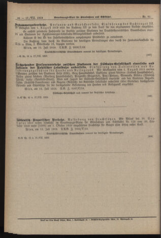 Verordnungs-Blatt für Eisenbahnen und Schiffahrt: Veröffentlichungen in Tarif- und Transport-Angelegenheiten 19190717 Seite: 6