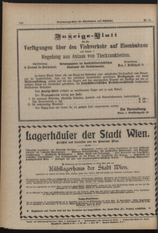 Verordnungs-Blatt für Eisenbahnen und Schiffahrt: Veröffentlichungen in Tarif- und Transport-Angelegenheiten 19190717 Seite: 8