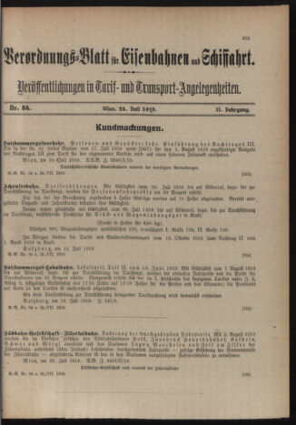 Verordnungs-Blatt für Eisenbahnen und Schiffahrt: Veröffentlichungen in Tarif- und Transport-Angelegenheiten 19190724 Seite: 9