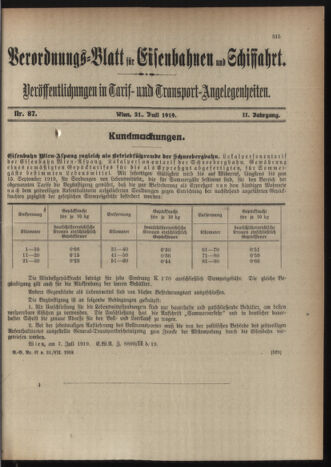 Verordnungs-Blatt für Eisenbahnen und Schiffahrt: Veröffentlichungen in Tarif- und Transport-Angelegenheiten 19190731 Seite: 5