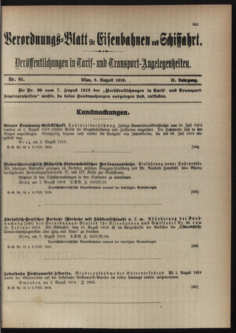 Verordnungs-Blatt für Eisenbahnen und Schiffahrt: Veröffentlichungen in Tarif- und Transport-Angelegenheiten 19190809 Seite: 3