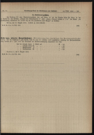 Verordnungs-Blatt für Eisenbahnen und Schiffahrt: Veröffentlichungen in Tarif- und Transport-Angelegenheiten 19190814 Seite: 7