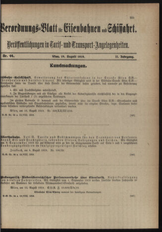 Verordnungs-Blatt für Eisenbahnen und Schiffahrt: Veröffentlichungen in Tarif- und Transport-Angelegenheiten 19190819 Seite: 3