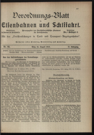 Verordnungs-Blatt für Eisenbahnen und Schiffahrt: Veröffentlichungen in Tarif- und Transport-Angelegenheiten