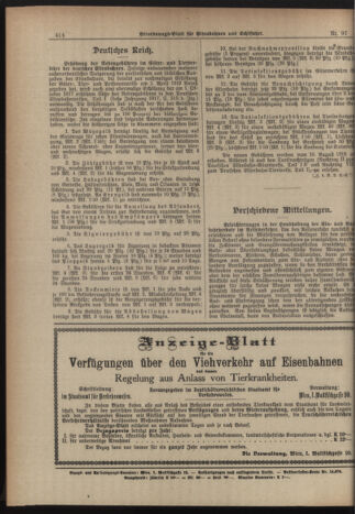 Verordnungs-Blatt für Eisenbahnen und Schiffahrt: Veröffentlichungen in Tarif- und Transport-Angelegenheiten 19190826 Seite: 2