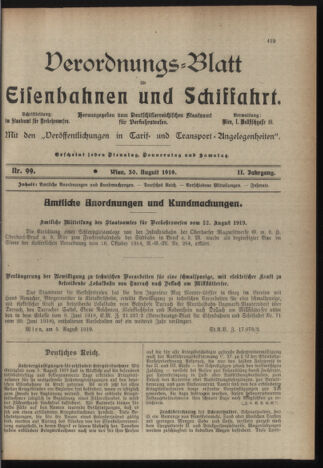 Verordnungs-Blatt für Eisenbahnen und Schiffahrt: Veröffentlichungen in Tarif- und Transport-Angelegenheiten 19190830 Seite: 1