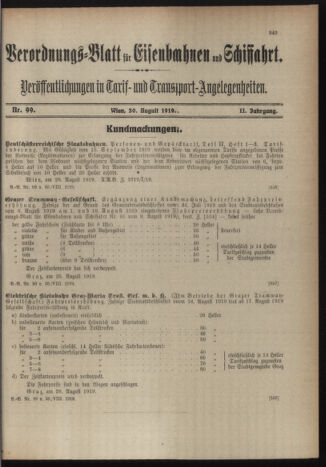 Verordnungs-Blatt für Eisenbahnen und Schiffahrt: Veröffentlichungen in Tarif- und Transport-Angelegenheiten 19190830 Seite: 3