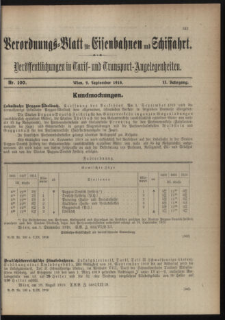 Verordnungs-Blatt für Eisenbahnen und Schiffahrt: Veröffentlichungen in Tarif- und Transport-Angelegenheiten 19190902 Seite: 1