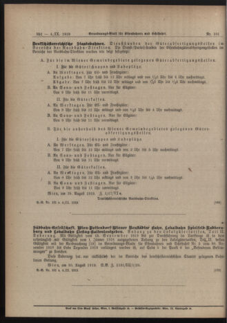 Verordnungs-Blatt für Eisenbahnen und Schiffahrt: Veröffentlichungen in Tarif- und Transport-Angelegenheiten 19190904 Seite: 4