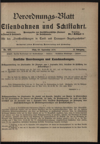 Verordnungs-Blatt für Eisenbahnen und Schiffahrt: Veröffentlichungen in Tarif- und Transport-Angelegenheiten 19190920 Seite: 1