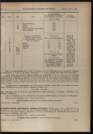 Verordnungs-Blatt für Eisenbahnen und Schiffahrt: Veröffentlichungen in Tarif- und Transport-Angelegenheiten 19190930 Seite: 11