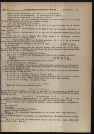 Verordnungs-Blatt für Eisenbahnen und Schiffahrt: Veröffentlichungen in Tarif- und Transport-Angelegenheiten 19190930 Seite: 19