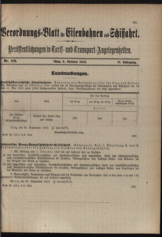 Verordnungs-Blatt für Eisenbahnen und Schiffahrt: Veröffentlichungen in Tarif- und Transport-Angelegenheiten 19191002 Seite: 3