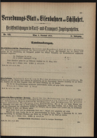 Verordnungs-Blatt für Eisenbahnen und Schiffahrt: Veröffentlichungen in Tarif- und Transport-Angelegenheiten 19191009 Seite: 3