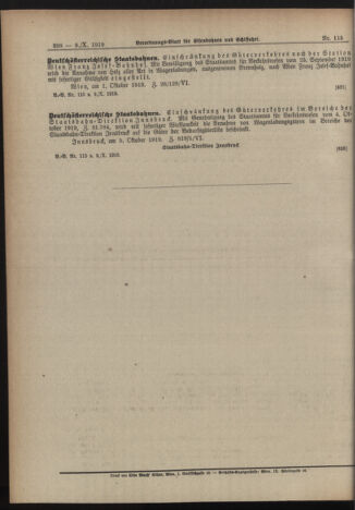 Verordnungs-Blatt für Eisenbahnen und Schiffahrt: Veröffentlichungen in Tarif- und Transport-Angelegenheiten 19191009 Seite: 4