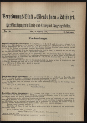 Verordnungs-Blatt für Eisenbahnen und Schiffahrt: Veröffentlichungen in Tarif- und Transport-Angelegenheiten 19191011 Seite: 3