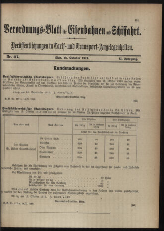 Verordnungs-Blatt für Eisenbahnen und Schiffahrt: Veröffentlichungen in Tarif- und Transport-Angelegenheiten 19191014 Seite: 3