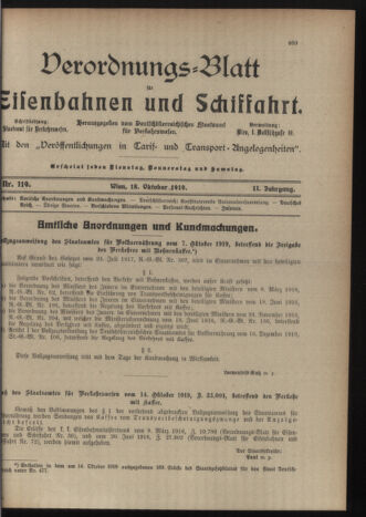 Verordnungs-Blatt für Eisenbahnen und Schiffahrt: Veröffentlichungen in Tarif- und Transport-Angelegenheiten