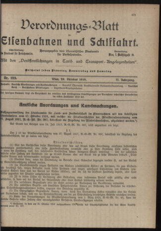 Verordnungs-Blatt für Eisenbahnen und Schiffahrt: Veröffentlichungen in Tarif- und Transport-Angelegenheiten 19191028 Seite: 1