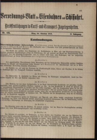 Verordnungs-Blatt für Eisenbahnen und Schiffahrt: Veröffentlichungen in Tarif- und Transport-Angelegenheiten 19191030 Seite: 1