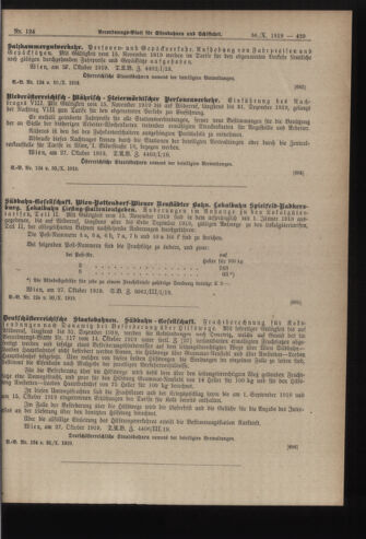 Verordnungs-Blatt für Eisenbahnen und Schiffahrt: Veröffentlichungen in Tarif- und Transport-Angelegenheiten 19191030 Seite: 5