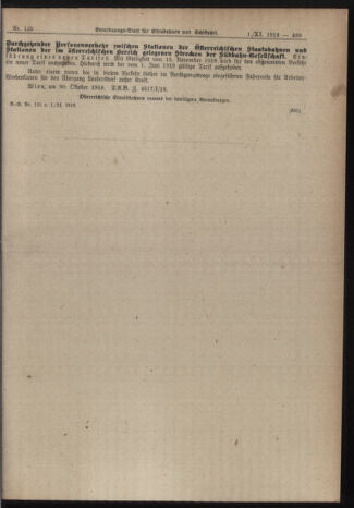 Verordnungs-Blatt für Eisenbahnen und Schiffahrt: Veröffentlichungen in Tarif- und Transport-Angelegenheiten 19191101 Seite: 11