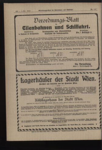 Verordnungs-Blatt für Eisenbahnen und Schiffahrt: Veröffentlichungen in Tarif- und Transport-Angelegenheiten 19191106 Seite: 10