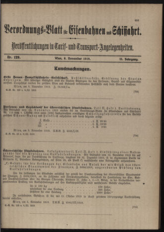 Verordnungs-Blatt für Eisenbahnen und Schiffahrt: Veröffentlichungen in Tarif- und Transport-Angelegenheiten 19191108 Seite: 3