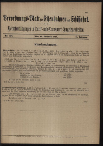 Verordnungs-Blatt für Eisenbahnen und Schiffahrt: Veröffentlichungen in Tarif- und Transport-Angelegenheiten 19191118 Seite: 3