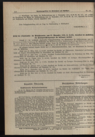 Verordnungs-Blatt für Eisenbahnen und Schiffahrt: Veröffentlichungen in Tarif- und Transport-Angelegenheiten 19191202 Seite: 2