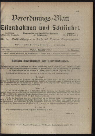 Verordnungs-Blatt für Eisenbahnen und Schiffahrt: Veröffentlichungen in Tarif- und Transport-Angelegenheiten 19191204 Seite: 1