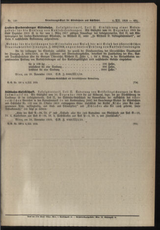 Verordnungs-Blatt für Eisenbahnen und Schiffahrt: Veröffentlichungen in Tarif- und Transport-Angelegenheiten 19191204 Seite: 5