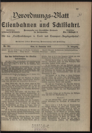 Verordnungs-Blatt für Eisenbahnen und Schiffahrt: Veröffentlichungen in Tarif- und Transport-Angelegenheiten 19191213 Seite: 1