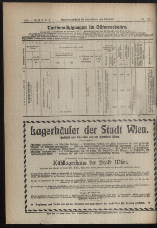 Verordnungs-Blatt für Eisenbahnen und Schiffahrt: Veröffentlichungen in Tarif- und Transport-Angelegenheiten 19191218 Seite: 14