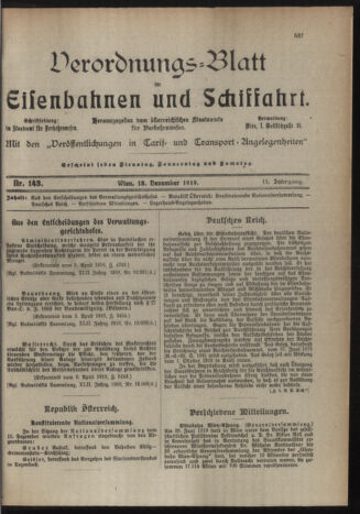 Verordnungs-Blatt für Eisenbahnen und Schiffahrt: Veröffentlichungen in Tarif- und Transport-Angelegenheiten 19191218 Seite: 5