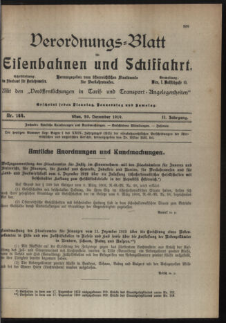 Verordnungs-Blatt für Eisenbahnen und Schiffahrt: Veröffentlichungen in Tarif- und Transport-Angelegenheiten 19191220 Seite: 1