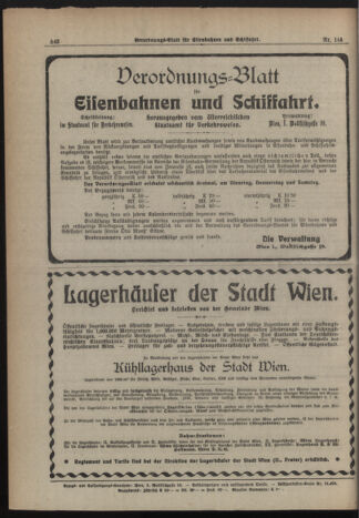 Verordnungs-Blatt für Eisenbahnen und Schiffahrt: Veröffentlichungen in Tarif- und Transport-Angelegenheiten 19191220 Seite: 14