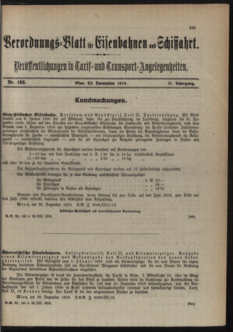 Verordnungs-Blatt für Eisenbahnen und Schiffahrt: Veröffentlichungen in Tarif- und Transport-Angelegenheiten 19191223 Seite: 1