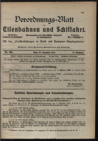 Verordnungs-Blatt für Eisenbahnen und Schiffahrt: Veröffentlichungen in Tarif- und Transport-Angelegenheiten 19191223 Seite: 11