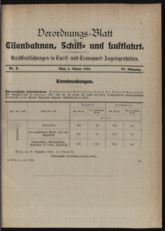 Verordnungs-Blatt für Eisenbahnen und Schiffahrt: Veröffentlichungen in Tarif- und Transport-Angelegenheiten 19200106 Seite: 3