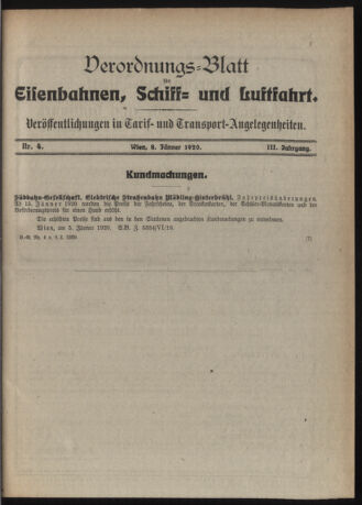 Verordnungs-Blatt für Eisenbahnen und Schiffahrt: Veröffentlichungen in Tarif- und Transport-Angelegenheiten 19200108 Seite: 3