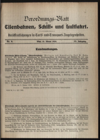 Verordnungs-Blatt für Eisenbahnen und Schiffahrt: Veröffentlichungen in Tarif- und Transport-Angelegenheiten 19200113 Seite: 3