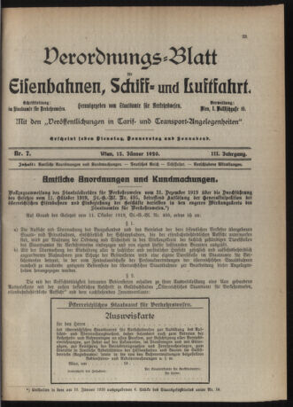 Verordnungs-Blatt für Eisenbahnen und Schiffahrt: Veröffentlichungen in Tarif- und Transport-Angelegenheiten 19200115 Seite: 5