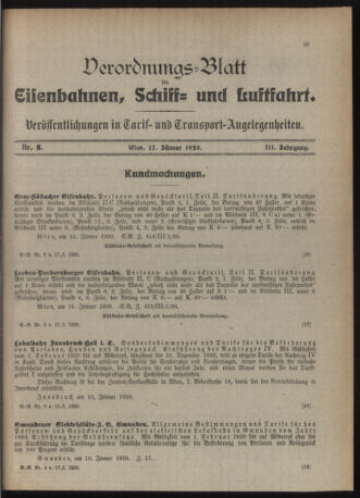 Verordnungs-Blatt für Eisenbahnen und Schiffahrt: Veröffentlichungen in Tarif- und Transport-Angelegenheiten 19200117 Seite: 3