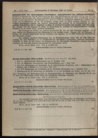 Verordnungs-Blatt für Eisenbahnen und Schiffahrt: Veröffentlichungen in Tarif- und Transport-Angelegenheiten 19200124 Seite: 4