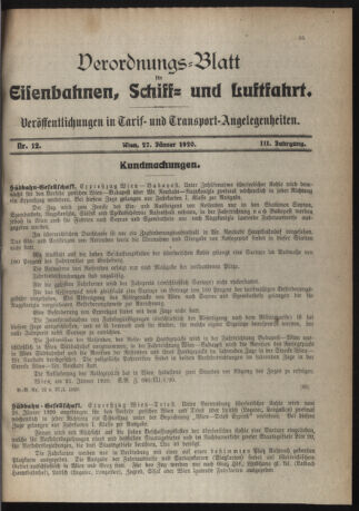 Verordnungs-Blatt für Eisenbahnen und Schiffahrt: Veröffentlichungen in Tarif- und Transport-Angelegenheiten 19200127 Seite: 3