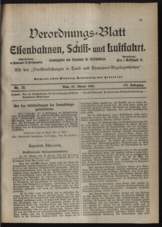 Verordnungs-Blatt für Eisenbahnen und Schiffahrt: Veröffentlichungen in Tarif- und Transport-Angelegenheiten 19200129 Seite: 3