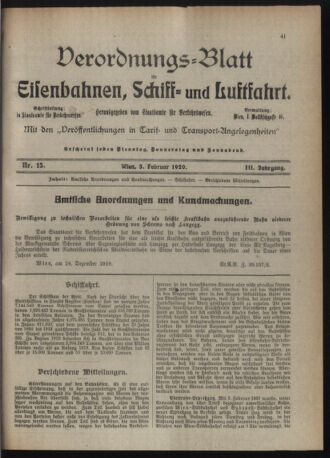 Verordnungs-Blatt für Eisenbahnen und Schiffahrt: Veröffentlichungen in Tarif- und Transport-Angelegenheiten 19200205 Seite: 3