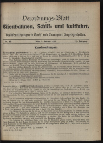 Verordnungs-Blatt für Eisenbahnen und Schiffahrt: Veröffentlichungen in Tarif- und Transport-Angelegenheiten 19200207 Seite: 3